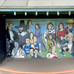 Painted mural of people Carr Lodge Park shelter