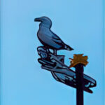 Metal sculpture by Bruce Williams- seagull and some chips